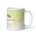 Taza Mia con su curva de popularidad · escandinavo, "mía", blanco, vista principal