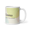Taza con el nombre Emma · germánico, "entera, universal", blanco, vista principal