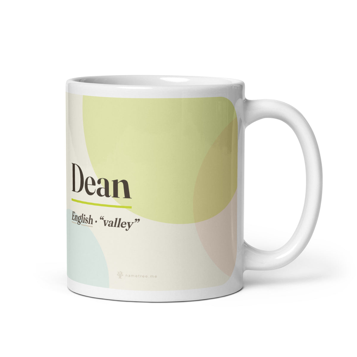 Dean name mug · English, “valley”, white, default