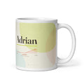 Adrian name mug with its popularity curve, white, default