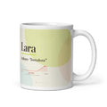 Caneca Lara com sua curva de popularidade · italiano, "fortaleza", branco, vista principal