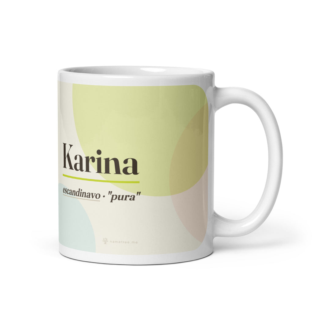 Taza con el nombre Karina · escandinavo, "pura", blanco, vista principal